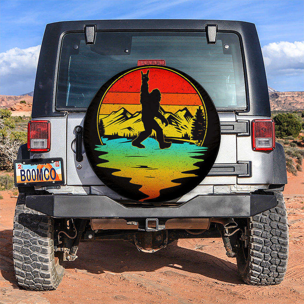 Bigfoot Sasquatch Vintage Sunset Jeep Car Spare Tire Cover