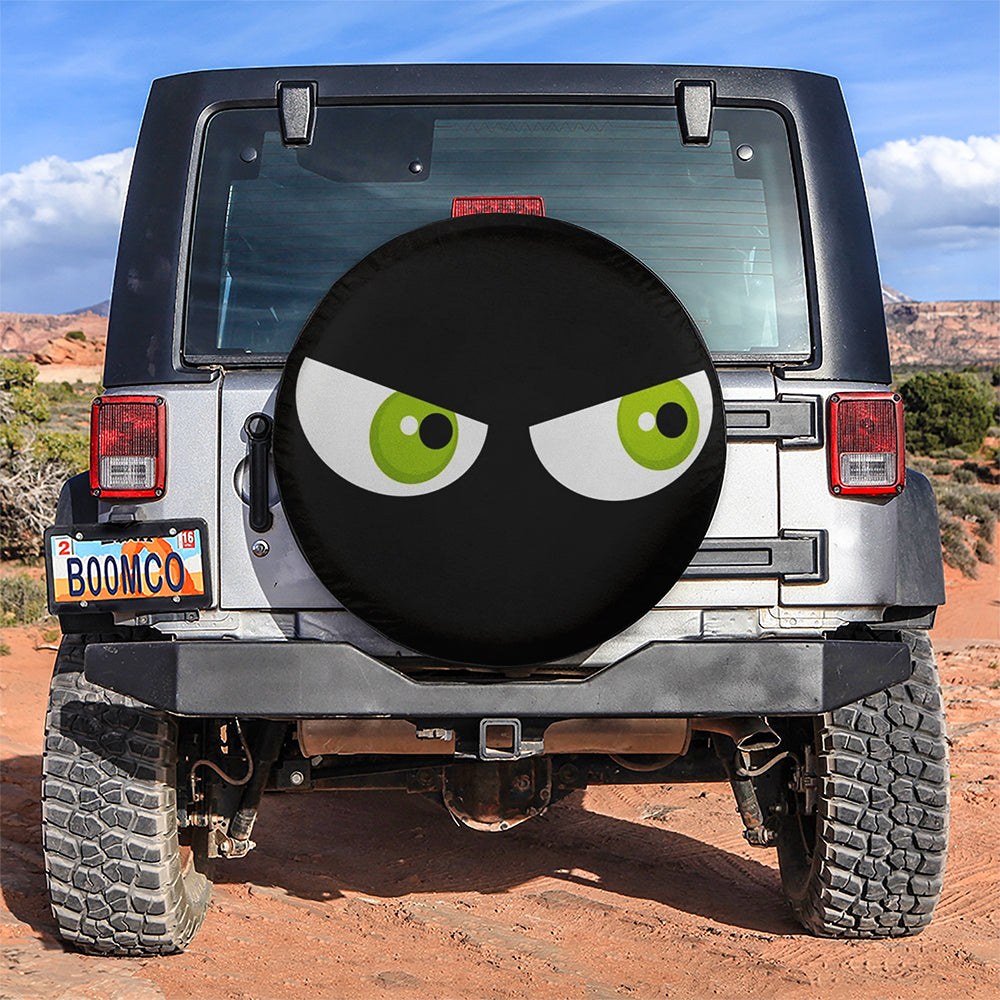 Black Cartoon Angry Funny Eyes Jeep Car Spare Tire Cover