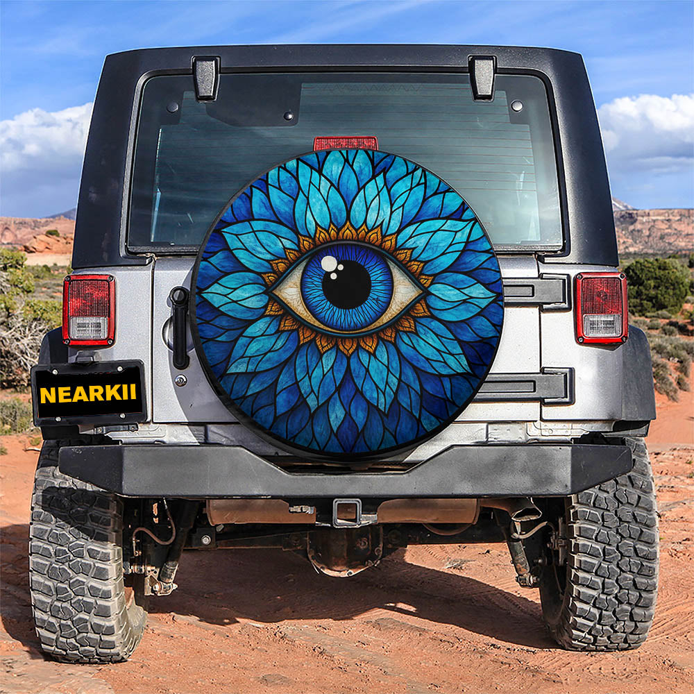 Blue Eyes Stained Glass Car Spare Tire Cover
