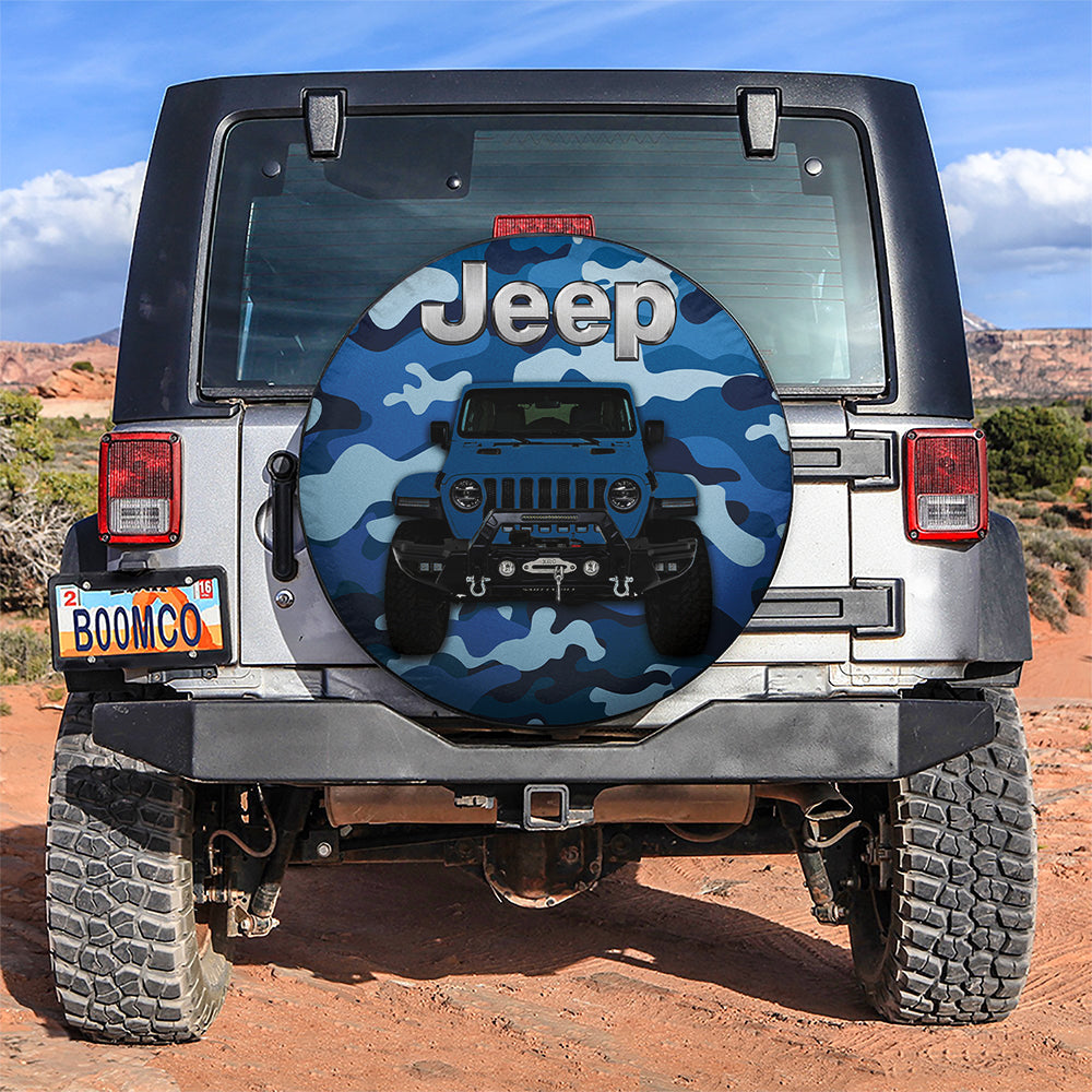 Blue Jeep Camouflage Car Spare Tire Cover