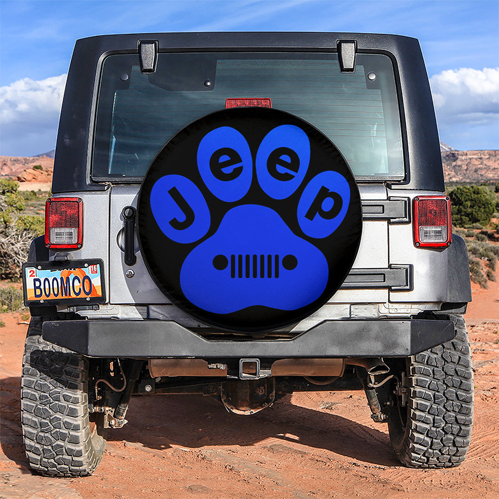 Blue Jeep Paw Car Spare Tire Cover