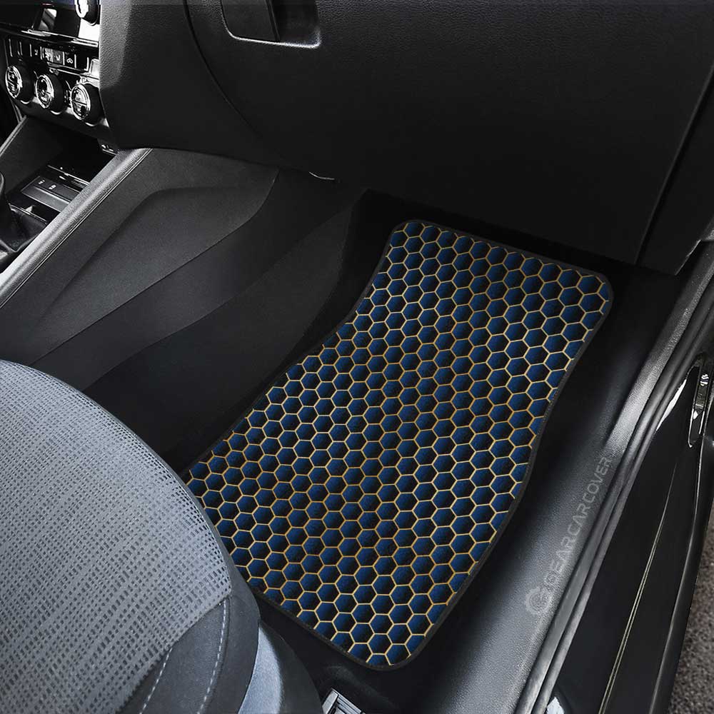 Blue Pattern Car Floor Mats Custom Honeycomb Background Car Accessories