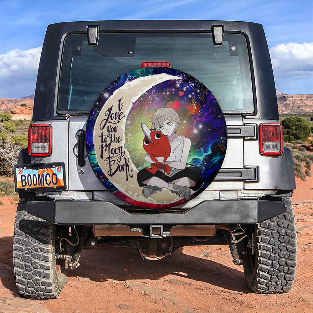 Chainsaw Man Love You To The Moon Galaxy Car Spare Tire Cover