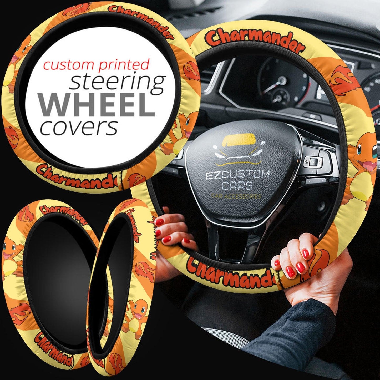 Charmander Pokemon Anime Steering Wheel Cover