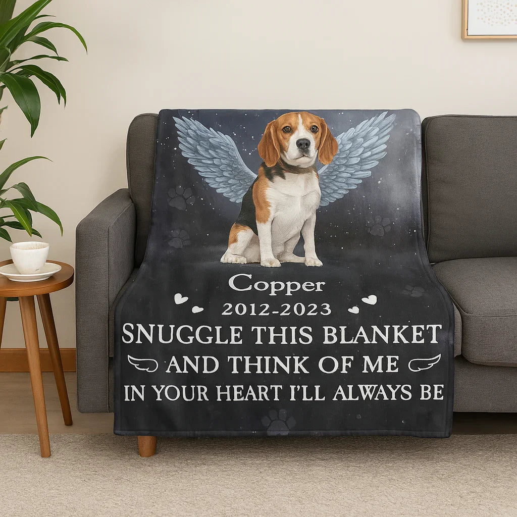 Snuggle this blanket and think of me – Personalized Dog Memorial Gift - PersonalizedFury