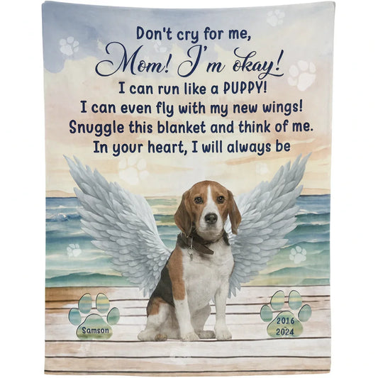Pet Loss Blanket – Angel Wings Design with Name & Years - PersonalizedFury