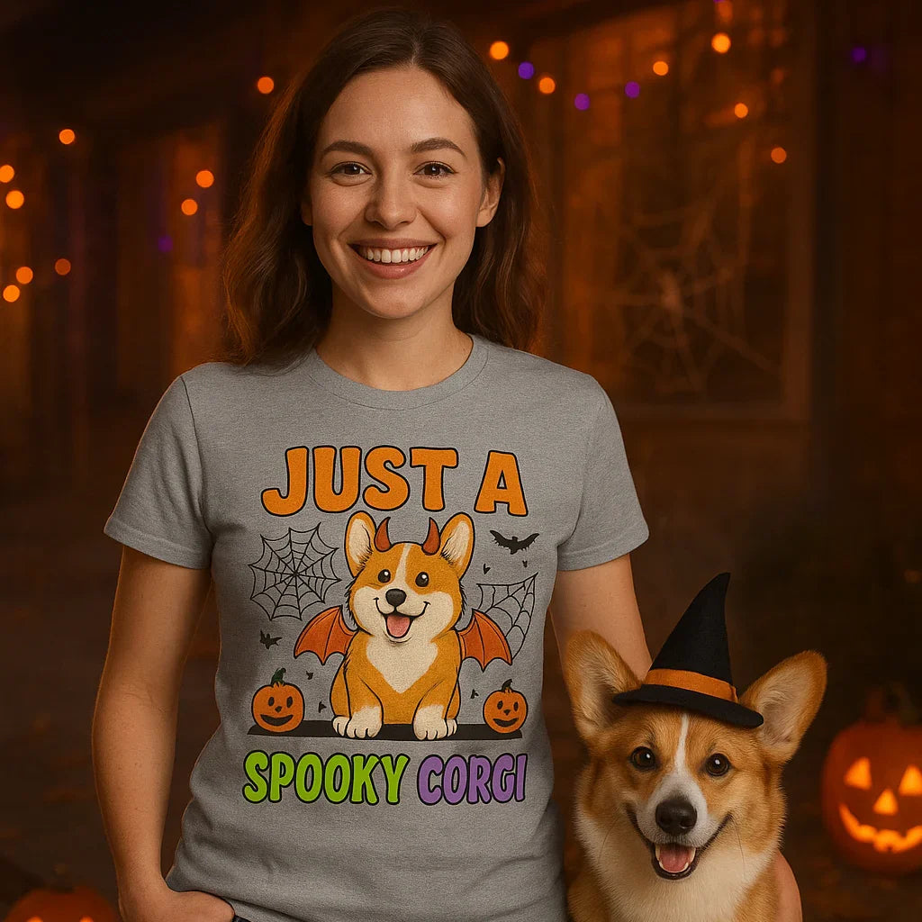 Funny Halloween Corgi T-Shirt – Just a Spooky Corgi Graphic Tee