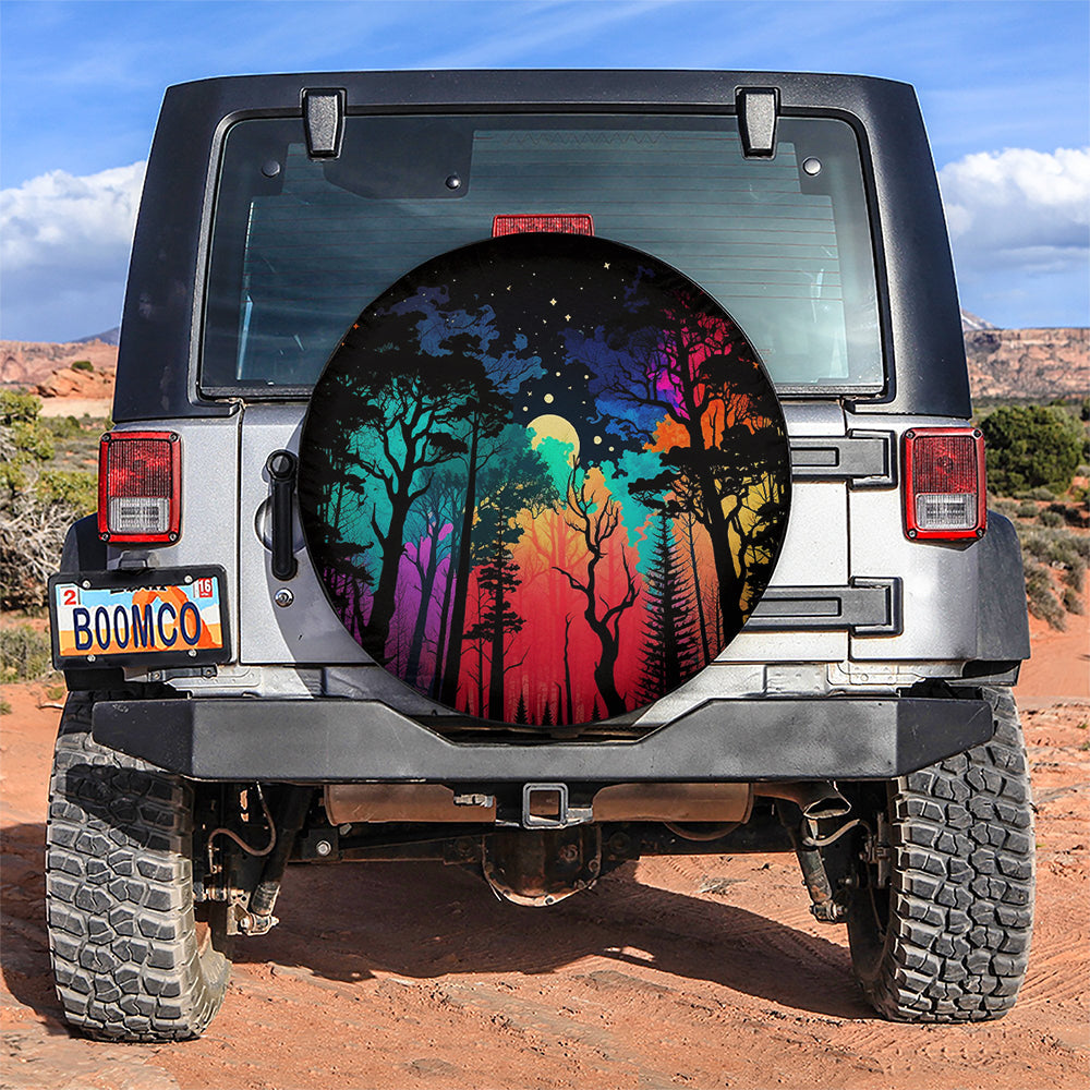 Colorful Forest Camping Jeep Car Spare Tire Cover