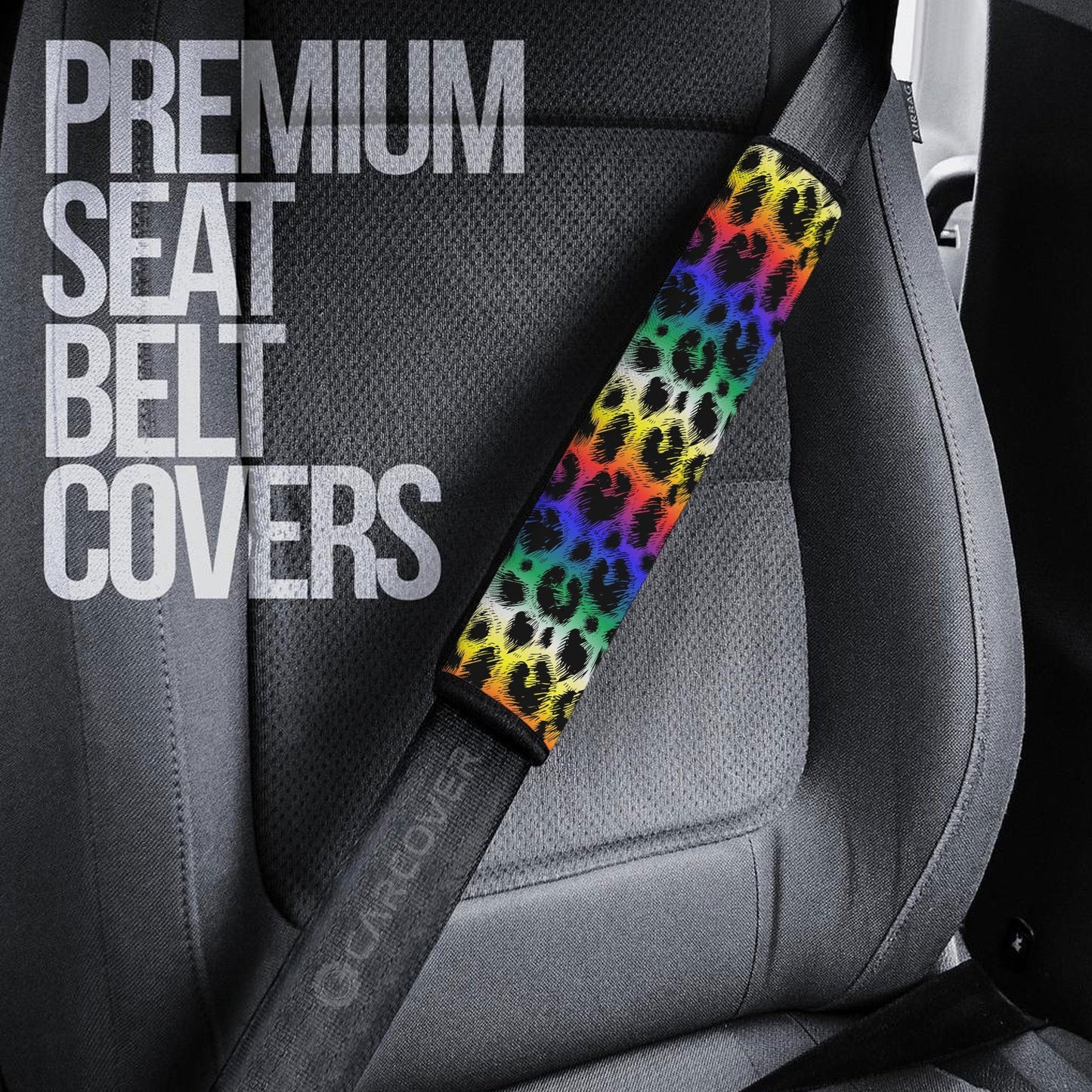Colorful Leopard Skin Seat Belt Covers Custom Animal Skin Printed Car Interior Accessories