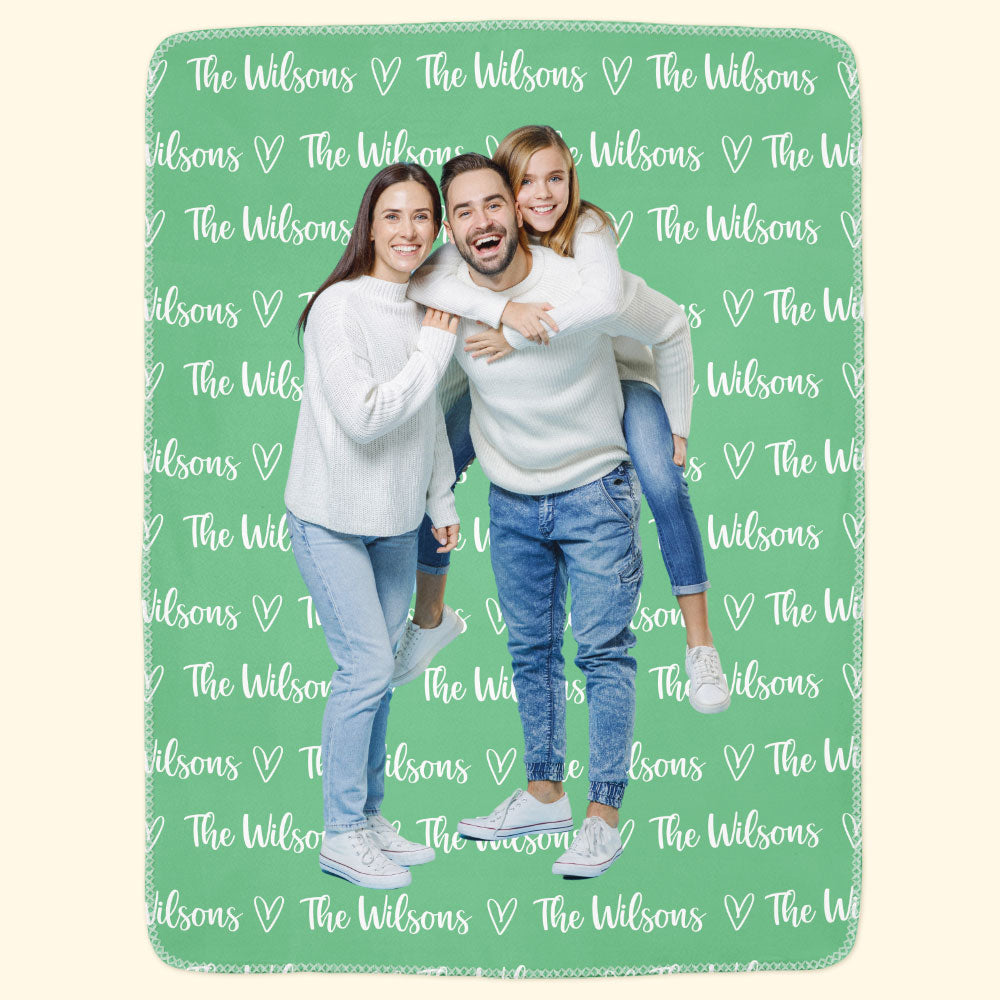 Personalized Name And Photo Blanket For Family - Personalized Photo Blanket