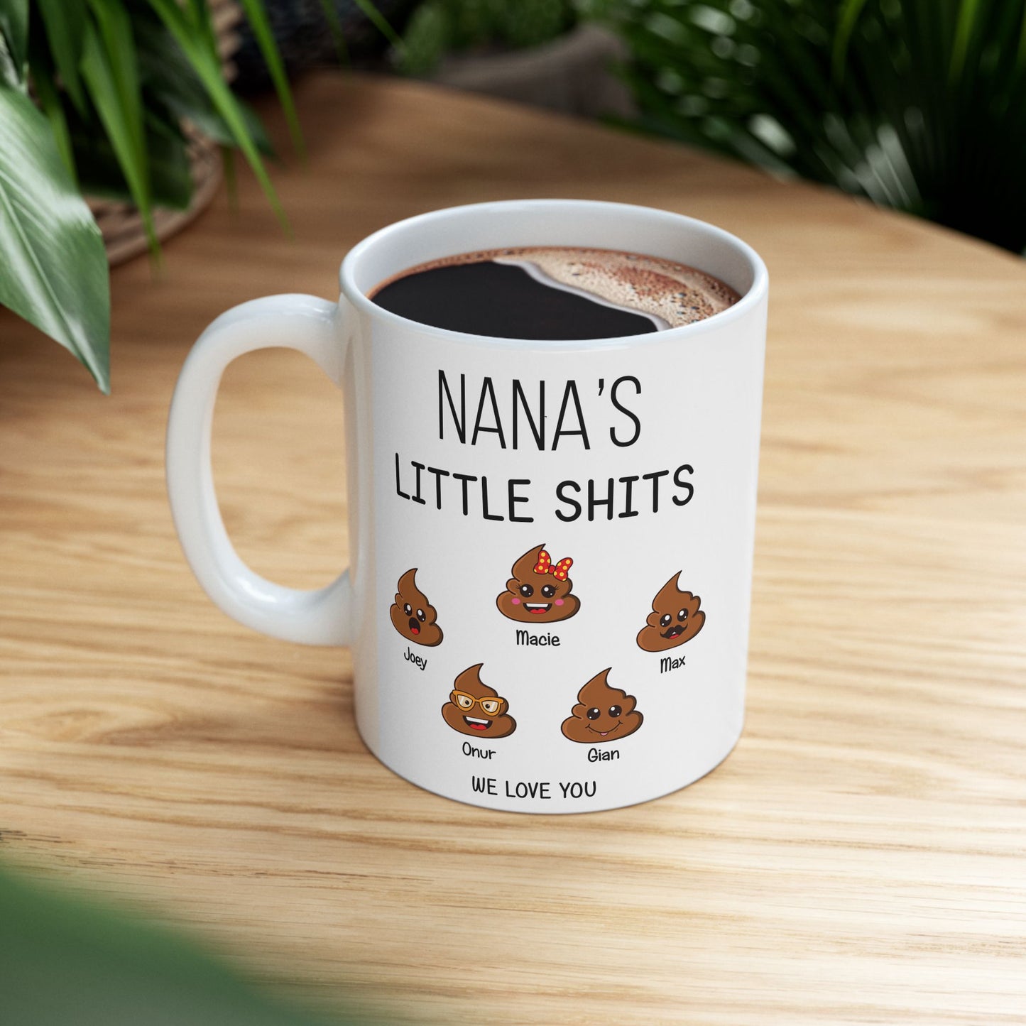 Funny Gift for Nana – Custom Coffee Mug with Grandkids’ Names - PersonalizedFury