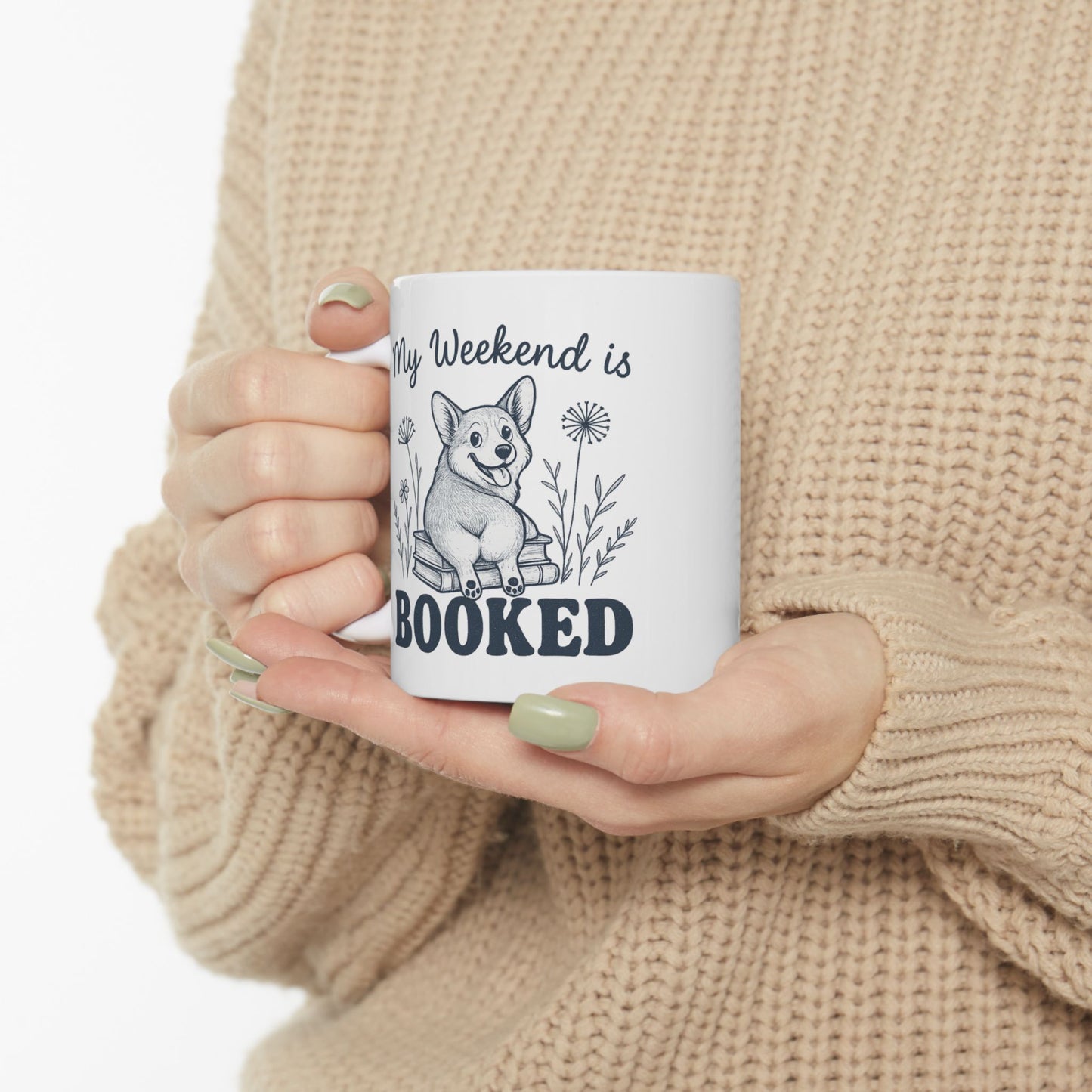 My Weekend is Booked Corgi Mug – Gift for Dog & Book Lovers