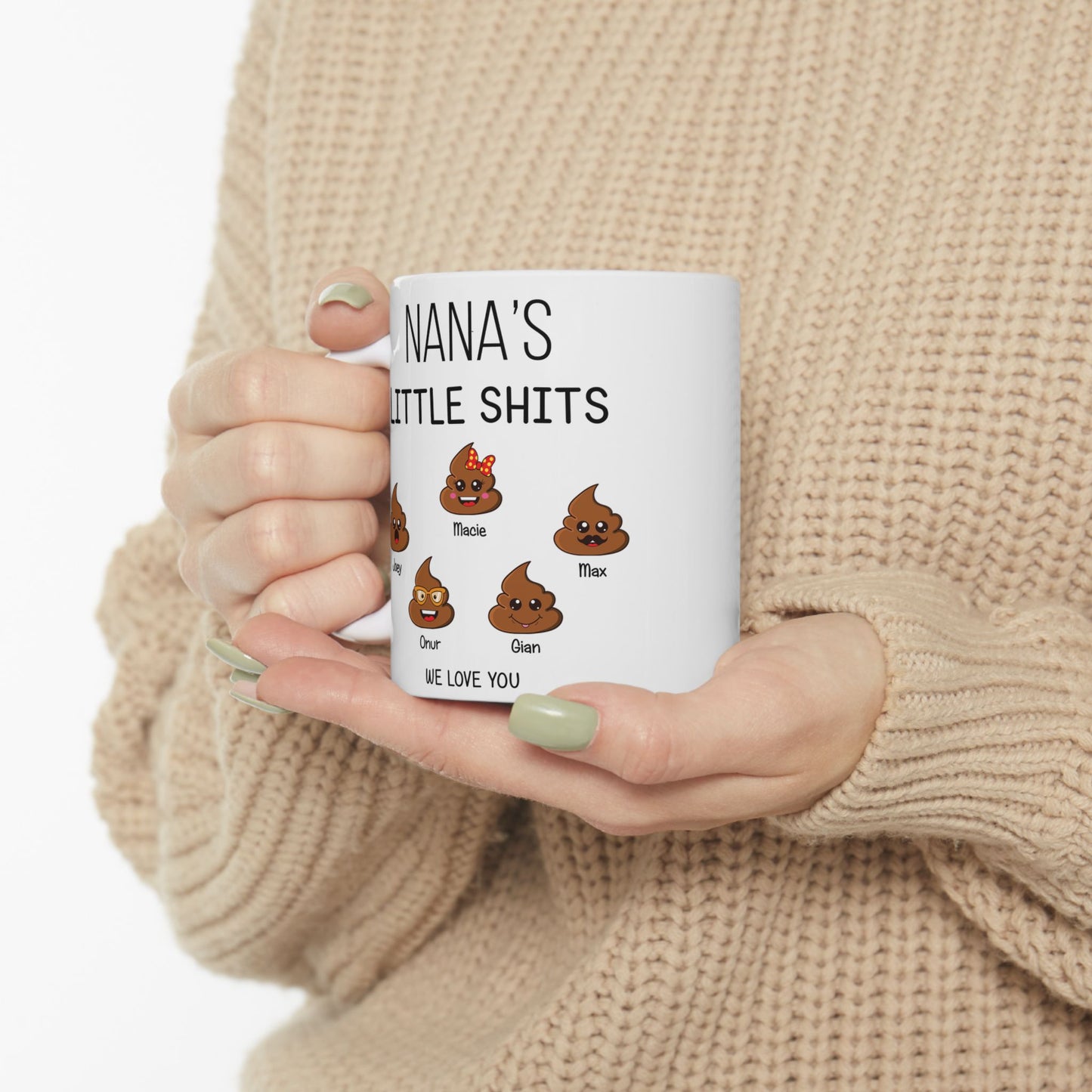 Funny Gift for Nana – Custom Coffee Mug with Grandkids’ Names - PersonalizedFury