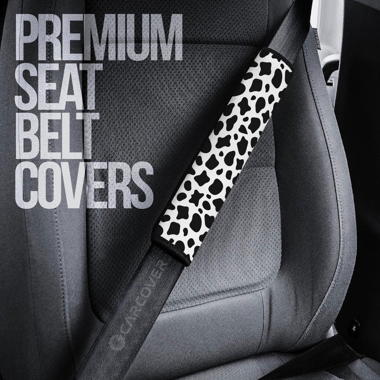 Cow Dairy Seat Belt Covers Custom Animal Skin Printed Car Interior Accessories
