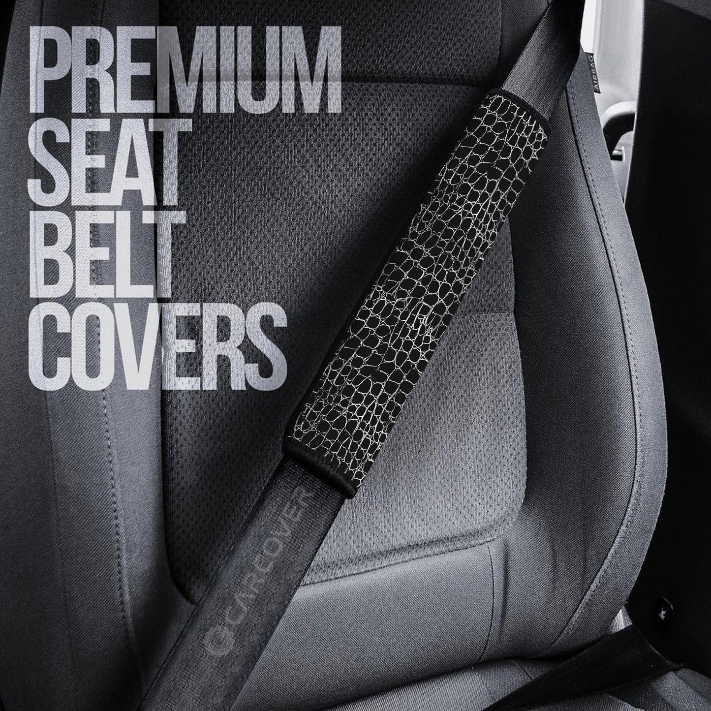 Crocodile Skin Seat Belt Covers Custom Animal Skin Printed Car Interior Accessories