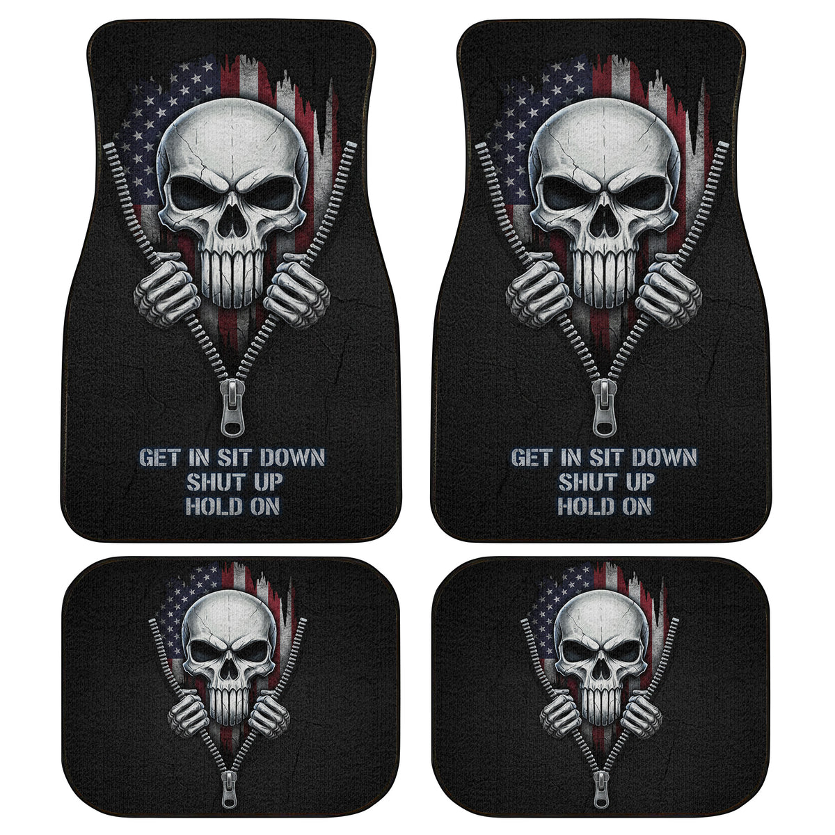 Military Skull Car Floor Mats – USA Flag Style | PersonalizedFury