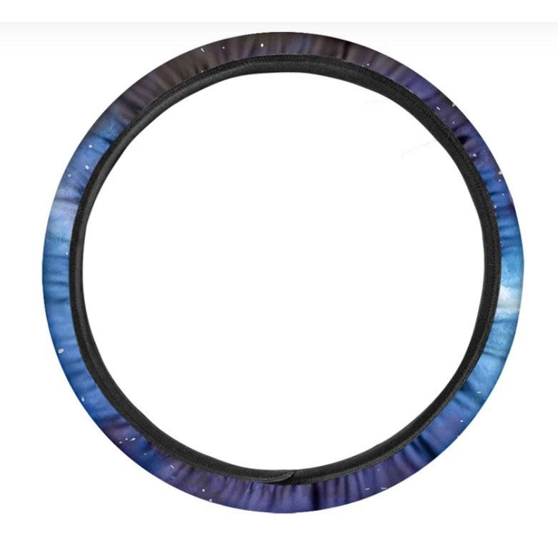 Dark Blue Galaxy Space Print Car Steering Wheel Cover