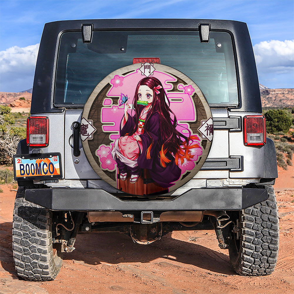Demon Slayer Nezuko Kamado Wood Anime Jeep Car Spare Tire Cover