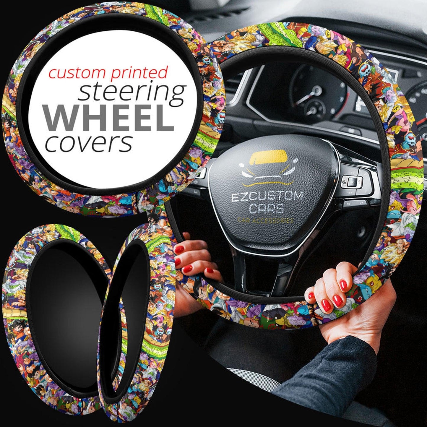 Dragon Ball Anime Steering Wheel Cover Custom Anime Car Accessories