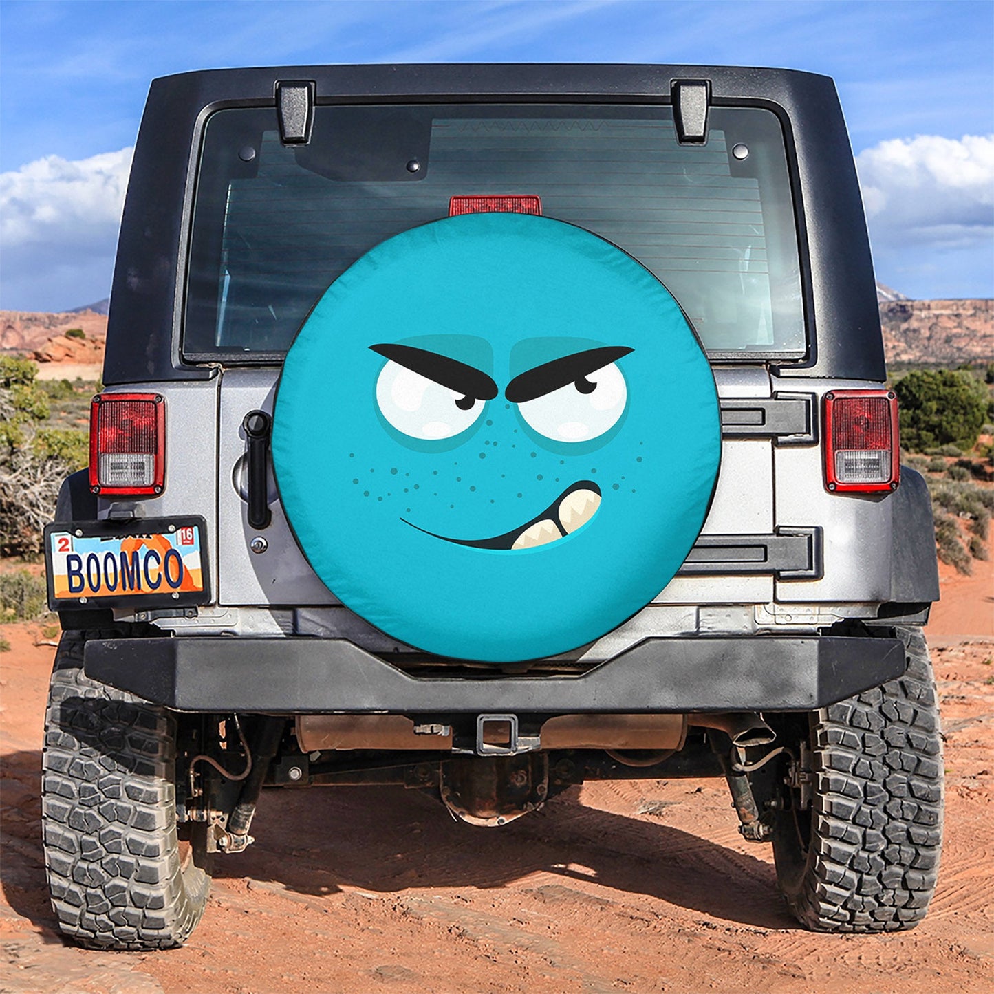 Emotion Angry Blue Face Spare Tire Cover