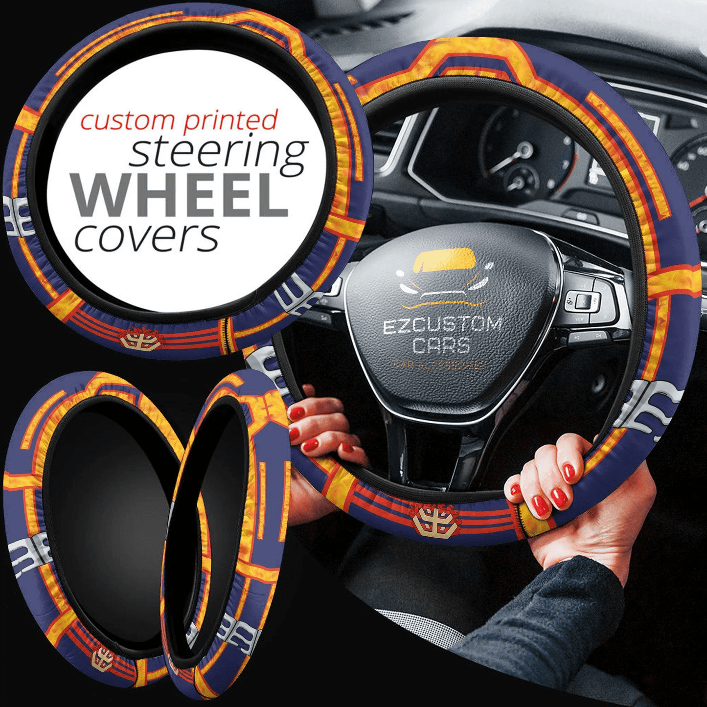 Endeavor Anime Steering Wheel Cover Custom Anime My Hero Academia Car Accessories