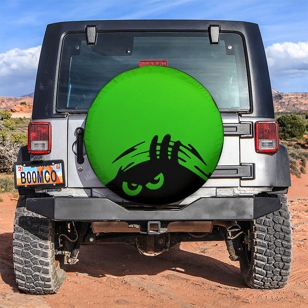 Evil Monster Peeping Peek A Boo Funny Green Jeep Car Spare Tire Cover