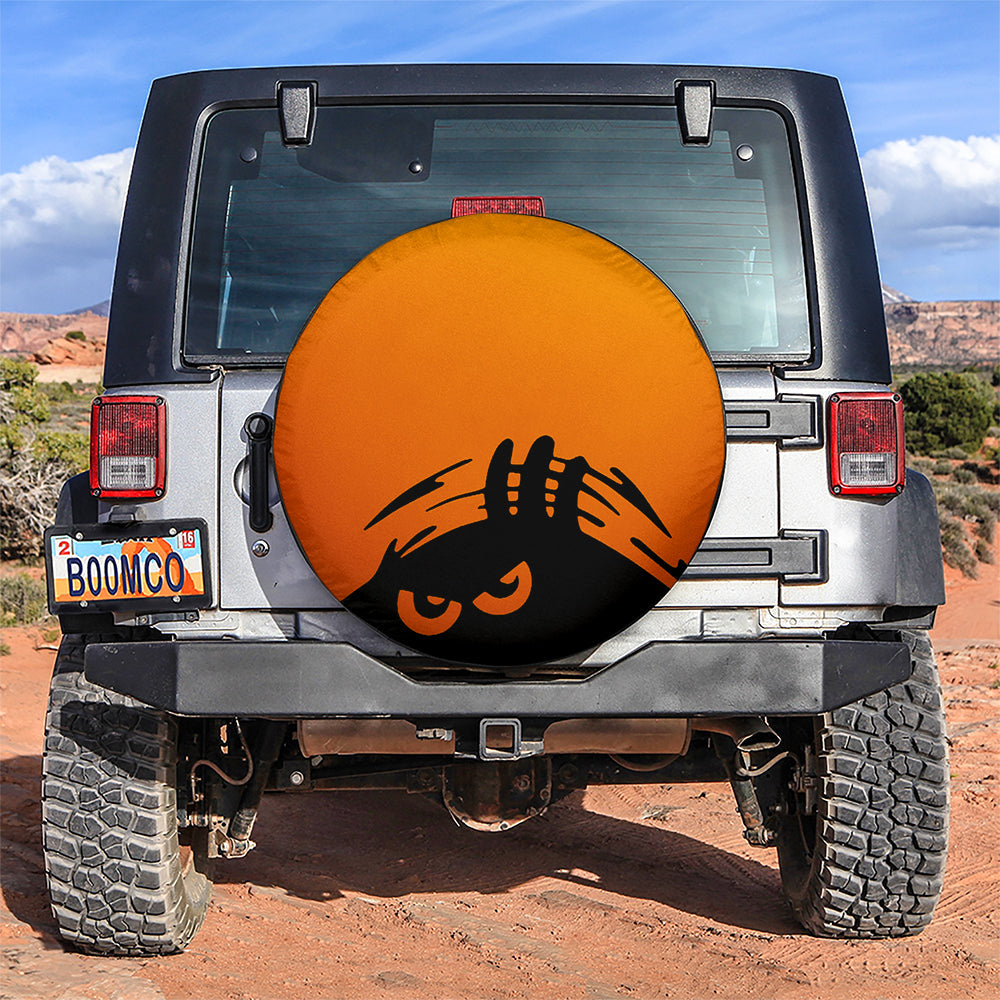 Evil Monster Peeping Peek A Boo Funny Orange Jeep Car Spare Tire Cover