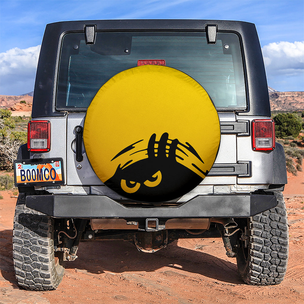 Evil Monster Peeping Peek A Boo Funny Yellow Jeep Car Spare Tire Cover