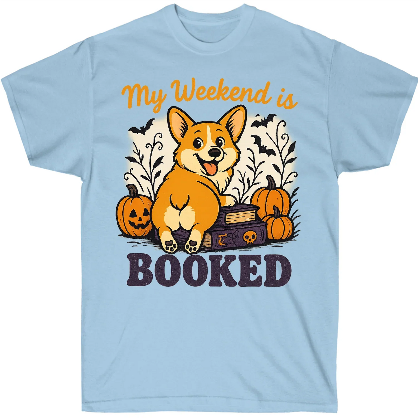 My Weekend is Booked Halloween Corgi T-Shirt – Funny Dog Lover Tee