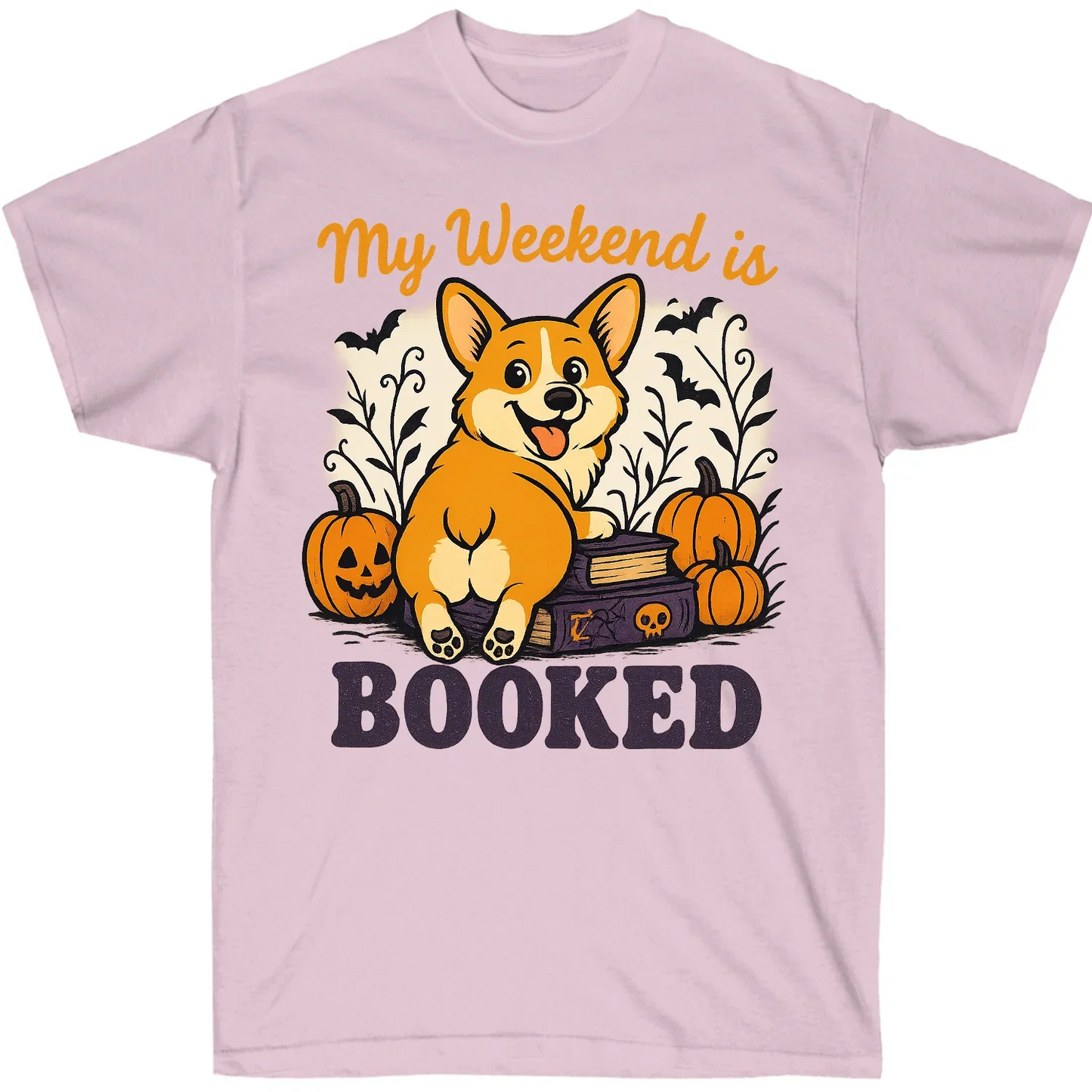 My Weekend is Booked Halloween Corgi T-Shirt – Funny Dog Lover Tee