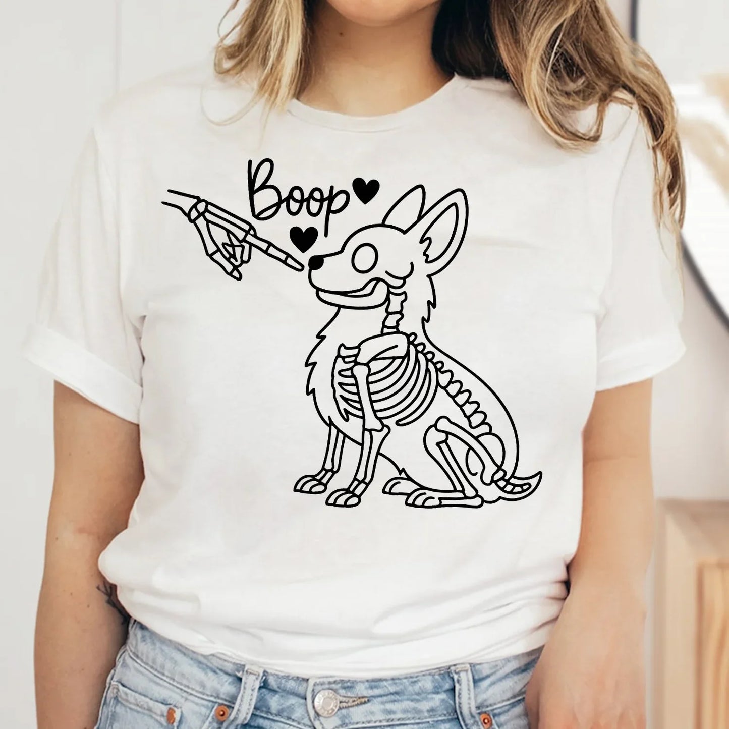 Halloween Corgi T-Shirt – Boop Skeleton Dog Graphic Tee for Corgi Lovers