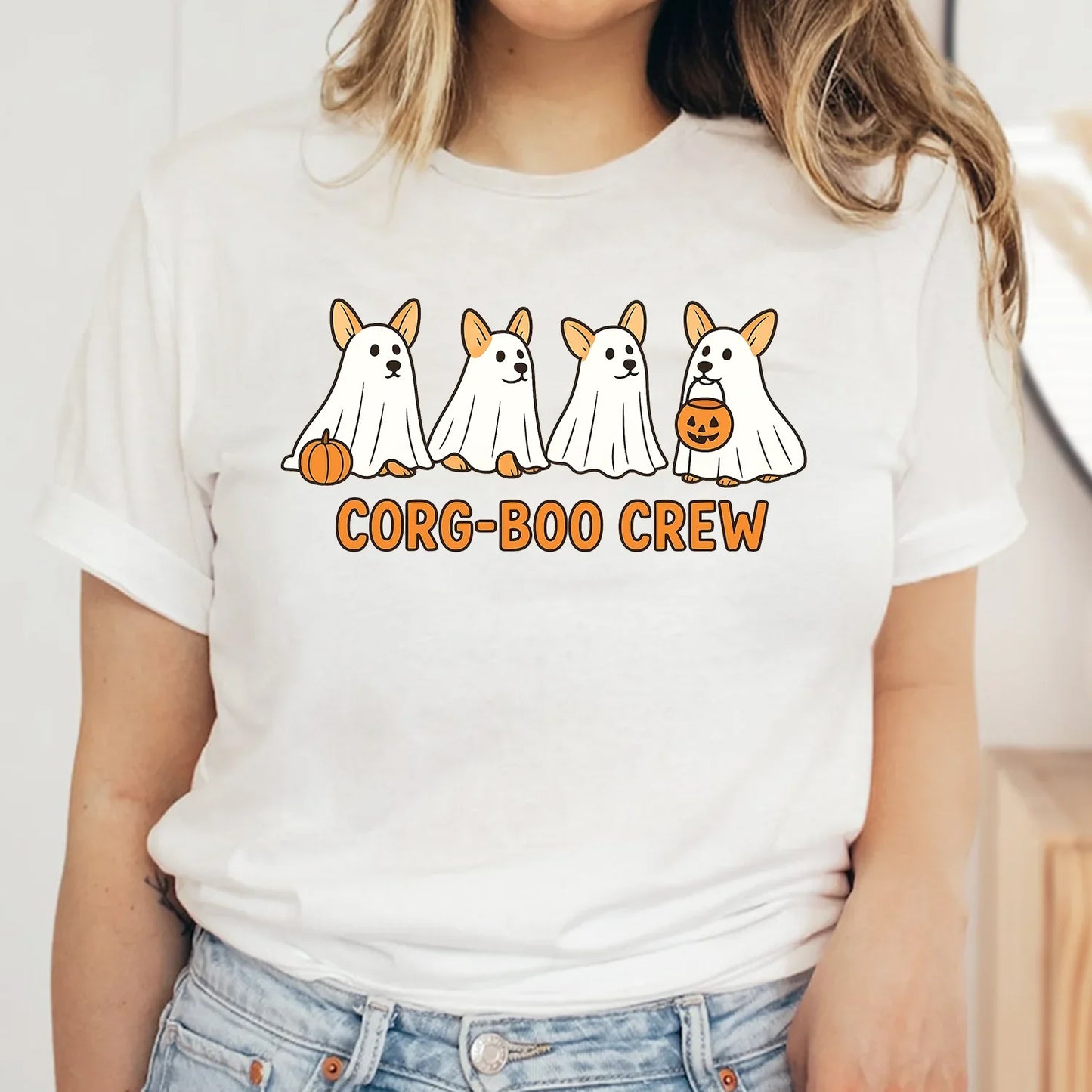 Cute Halloween Corgi Shirt – Corg-Boo Crew Ghost Dog Lover Tee