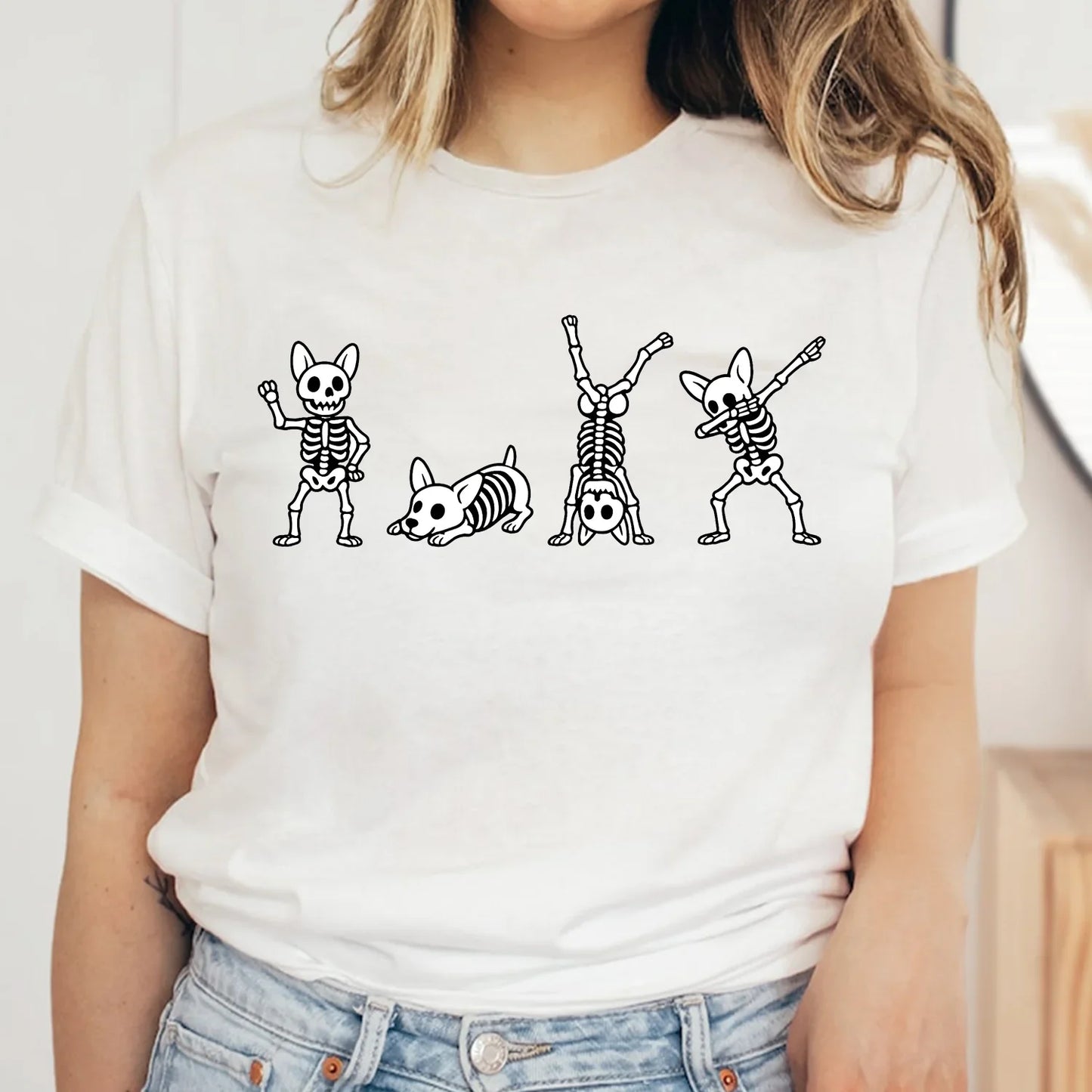 Halloween Corgi Skeleton T-Shirt – Cute & Spooky Gift for Dog Lovers