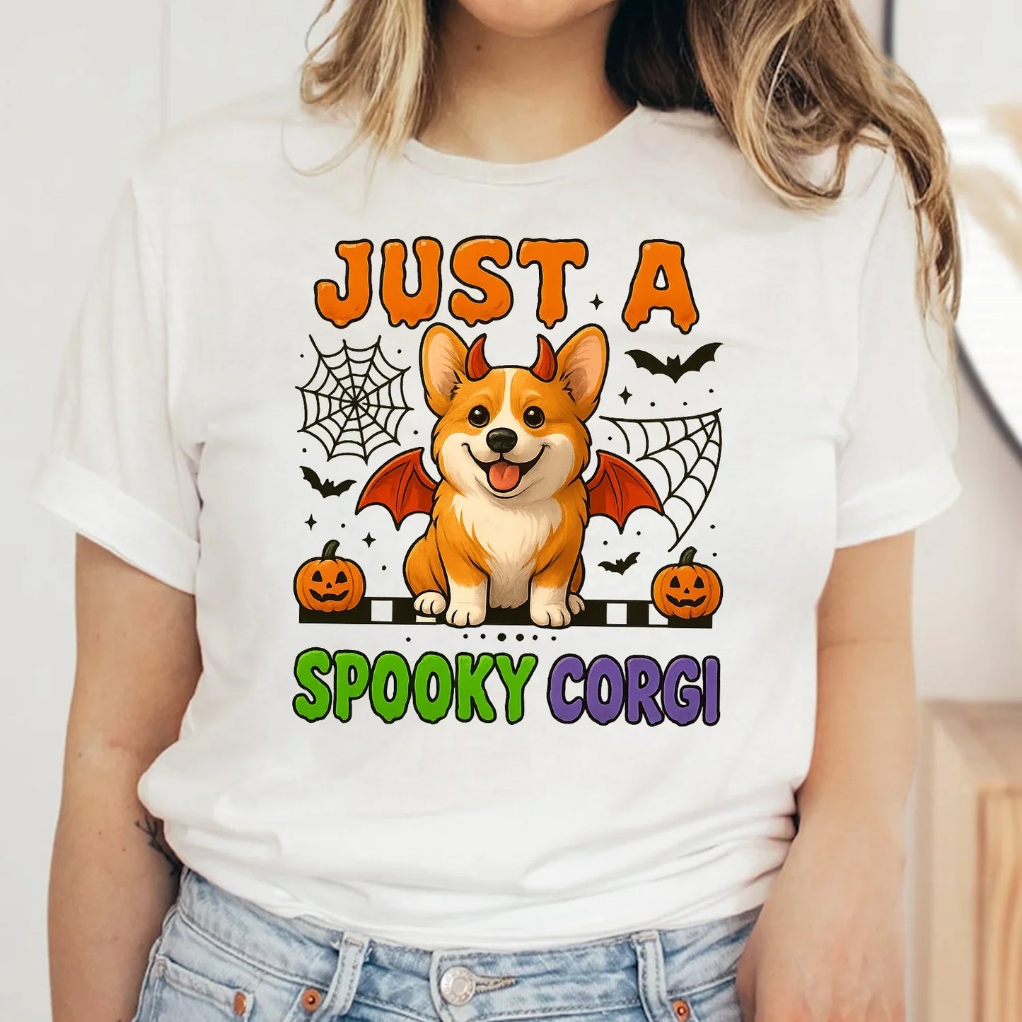 Funny Halloween Corgi T-Shirt – Just a Spooky Corgi Graphic Tee