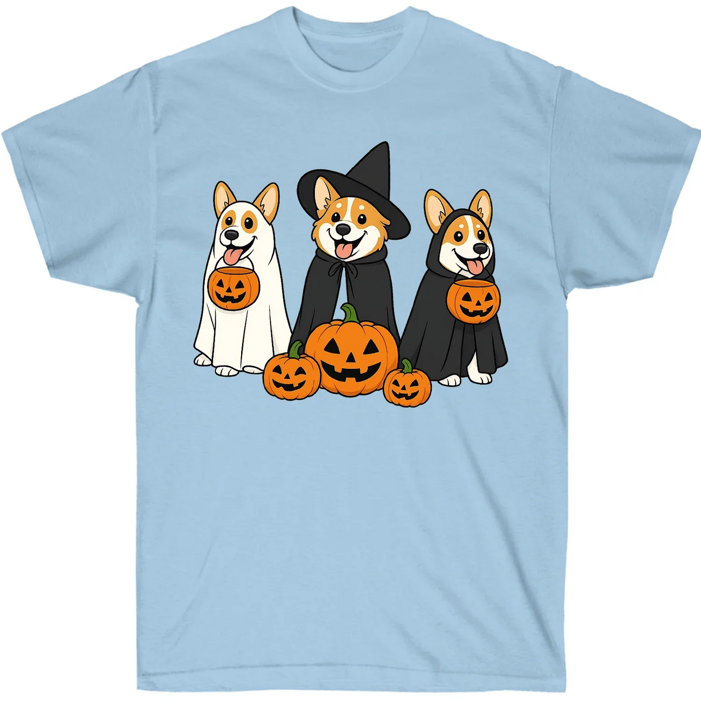 Corgi Halloween Shirt – Funny Ghost & Witch Dog Costume Print