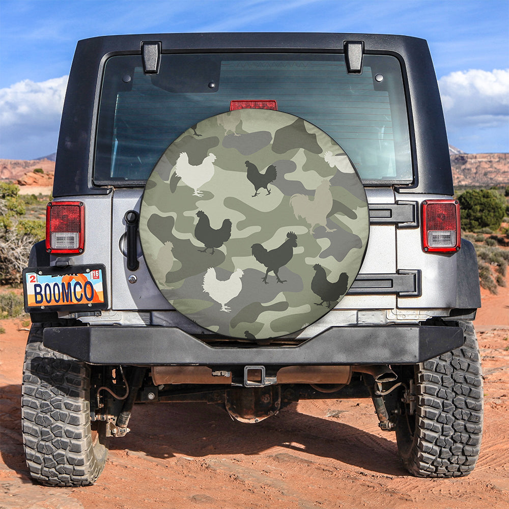 Farm Chicken Camouflage Army Style Car Spare Tire Cover