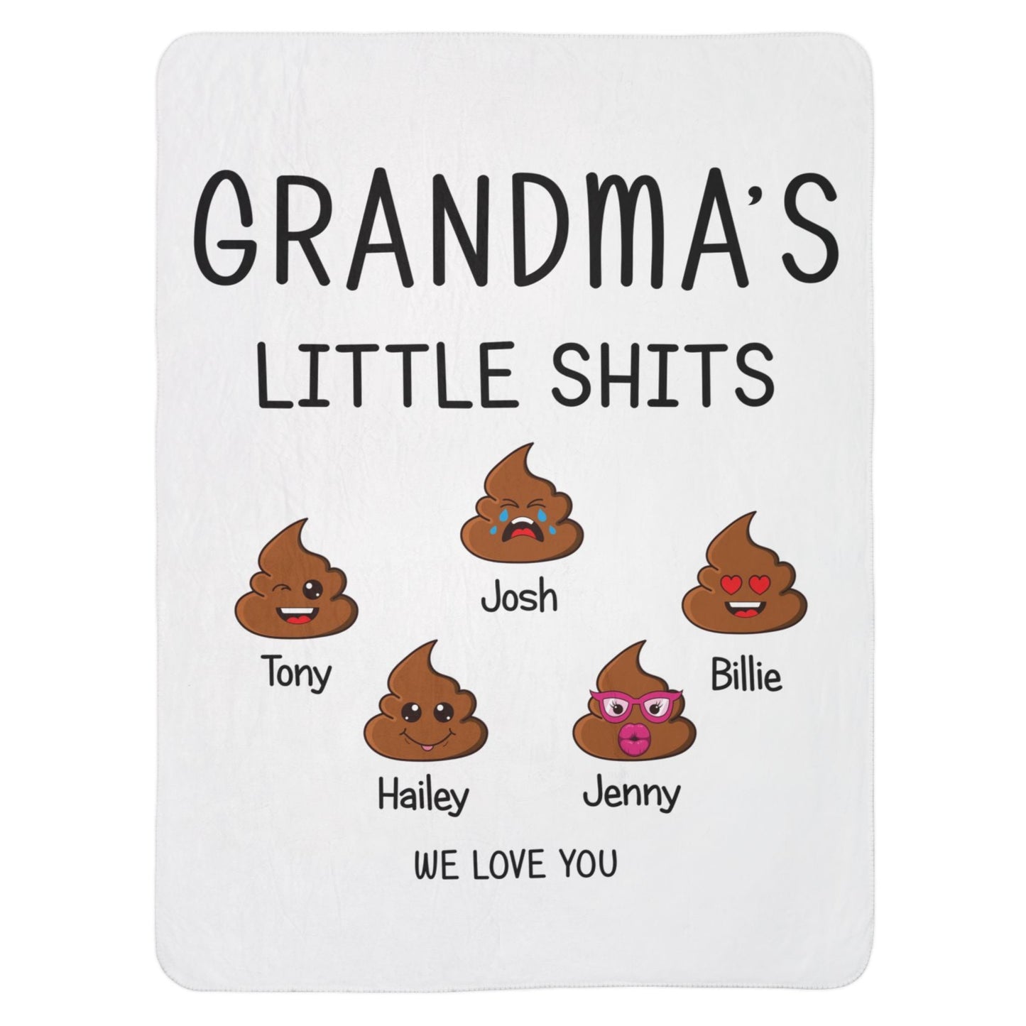 Grandma’s Little Sh*ts Blanket – Custom Grandkids’ Names - PersonalizedFury