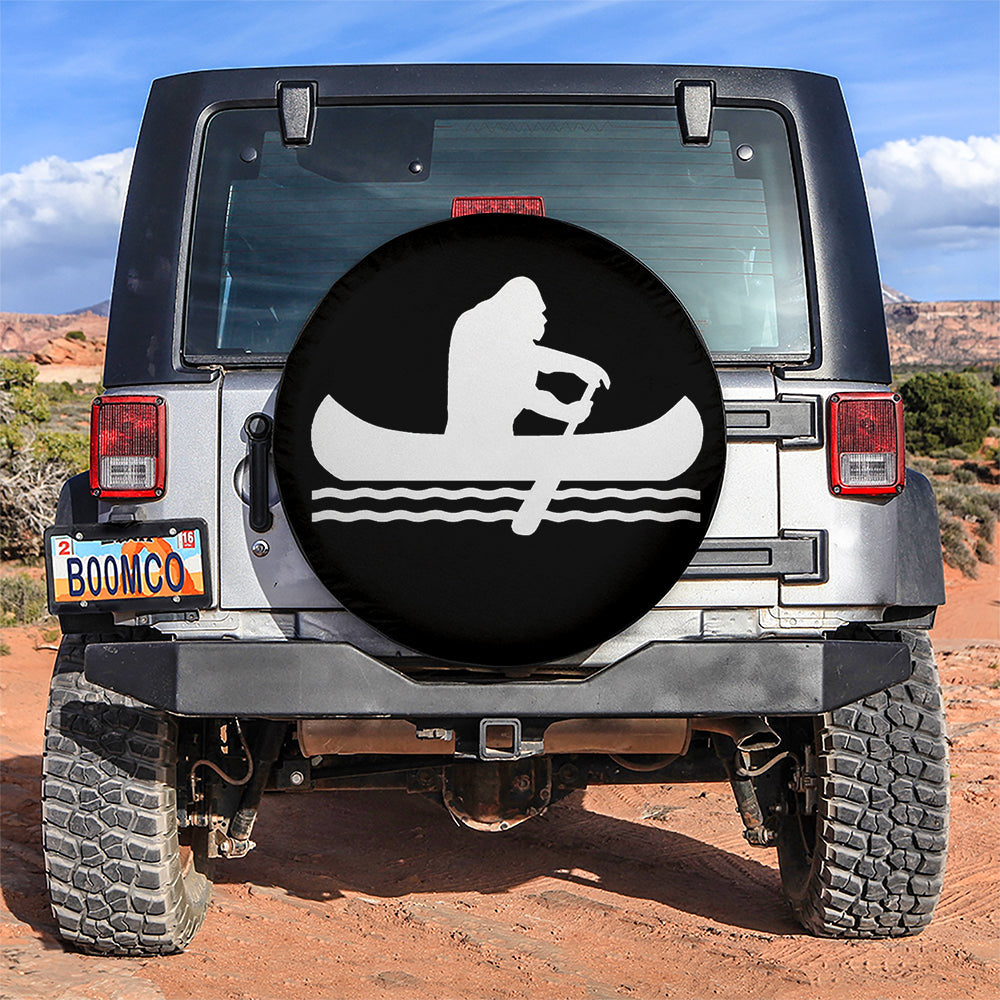 Funny Bigfoot Sasquatch Kayaking Jeep Car Spare Tire Cover