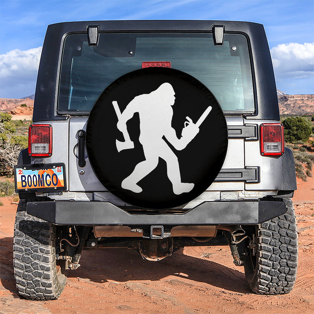 Funny Bigfoot Sasquatch Lumberjack Logger Jeep Car Spare Tire Cover