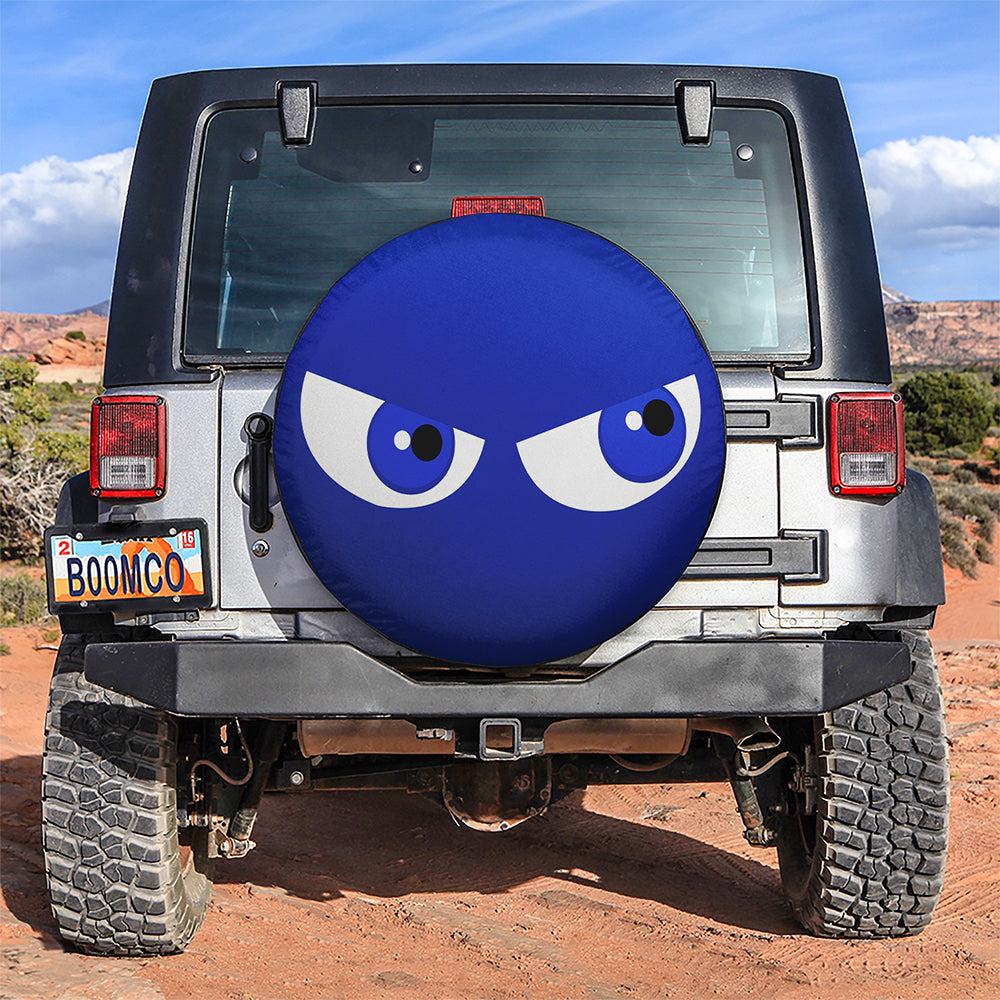 Funny Cartoon Angry Blue Eyes Jeep Car Spare Tire Cover