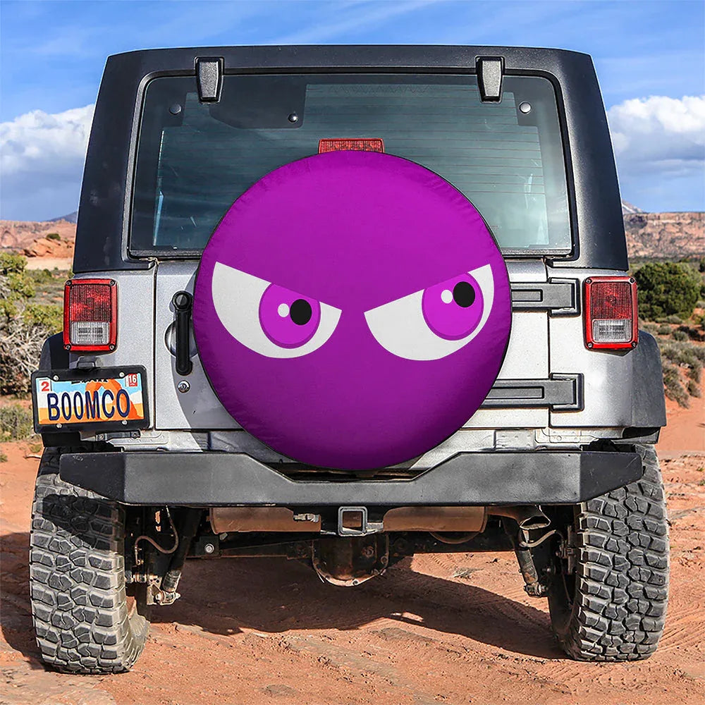 Funny Cartoon Angry Pink Eyes Jeep Car Leather Spare Tire Cover - PersonalizedFury