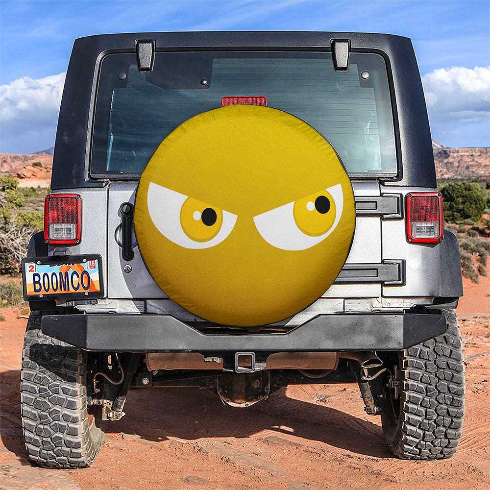 Funny Cartoon Angry Yellow Eyes Jeep Car Spare Tire Cover