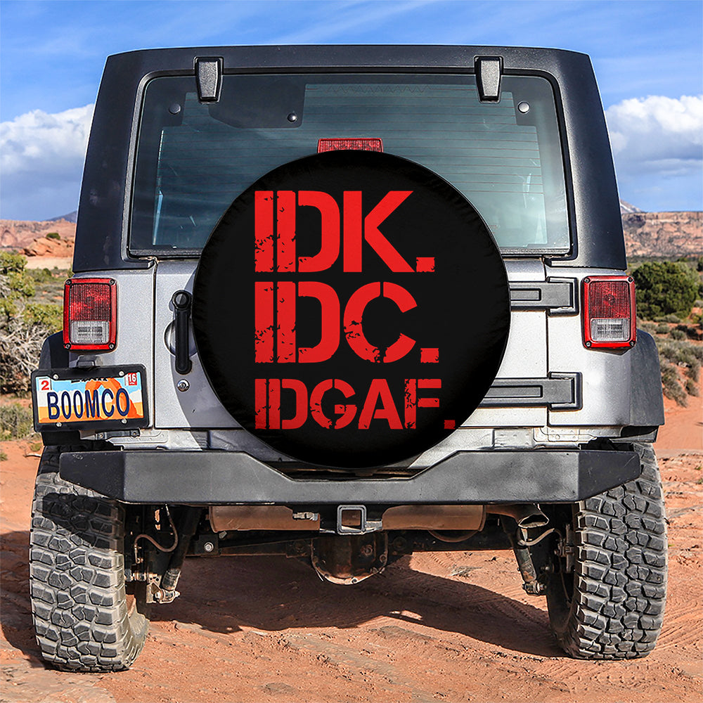 Funny IDK IDC Red Jeep Car Spare Tire Cover