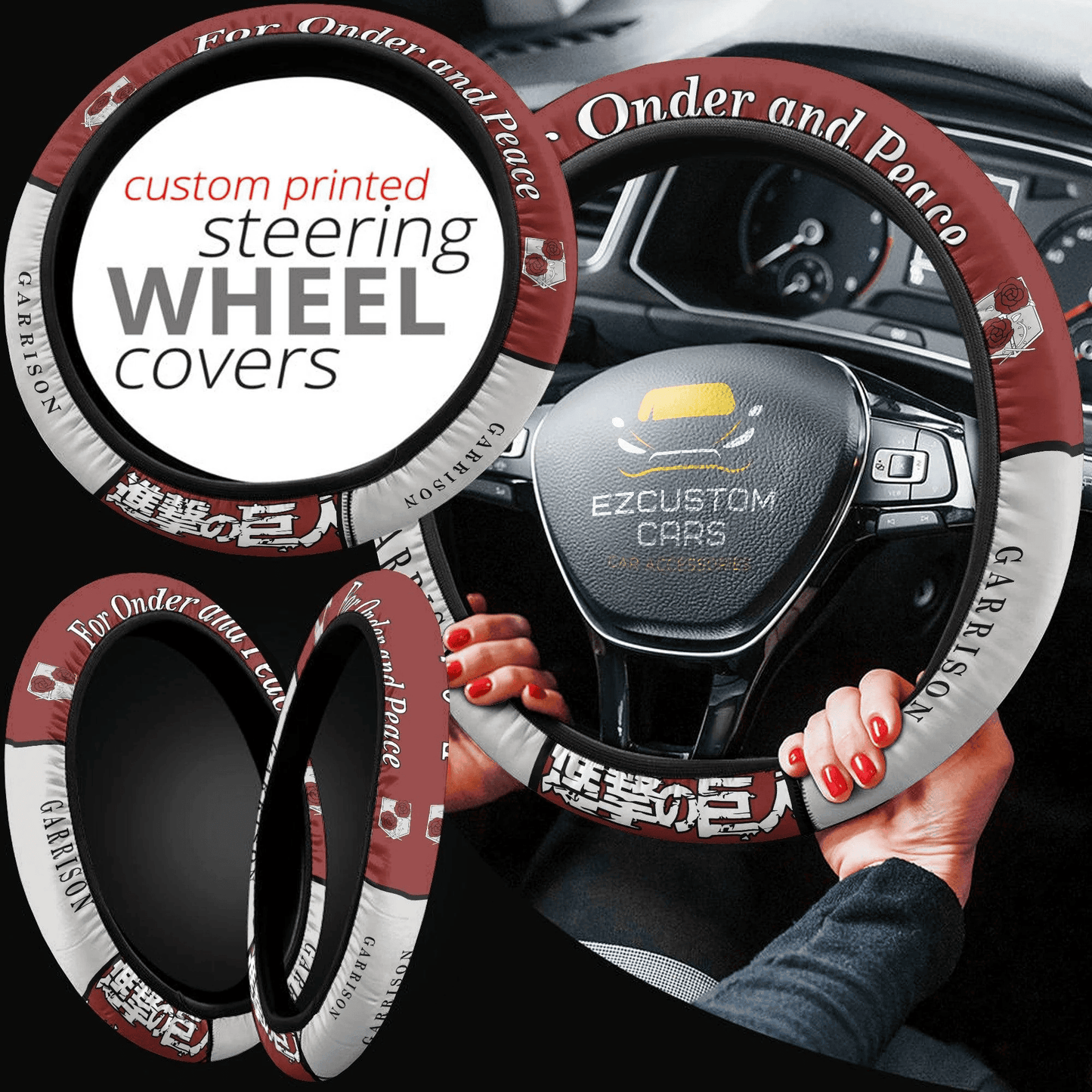 Garrison Regiment Symbols Anime Steering Wheel Cover Custom Anime Attack On Titan Car Accessories