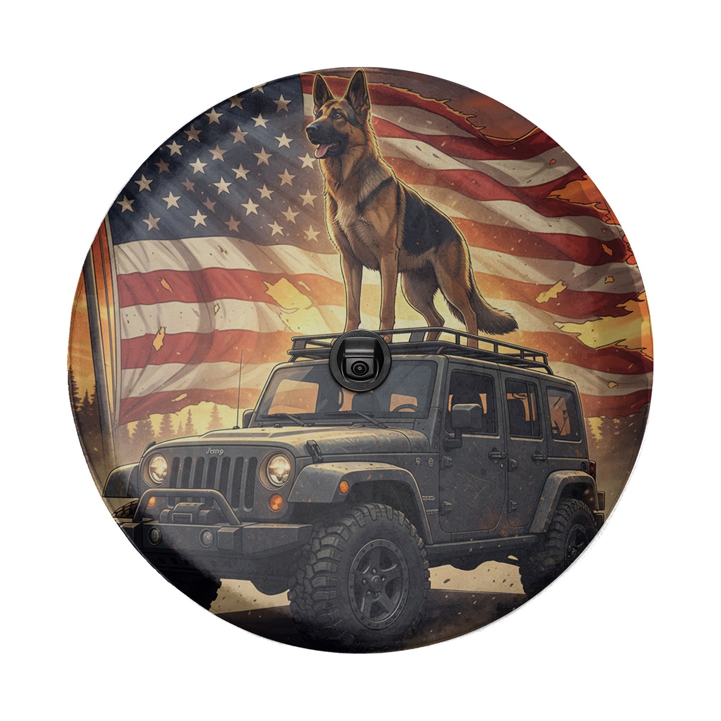 German Shepherd Dog Leather Spare Tire Cover - Car Accessories