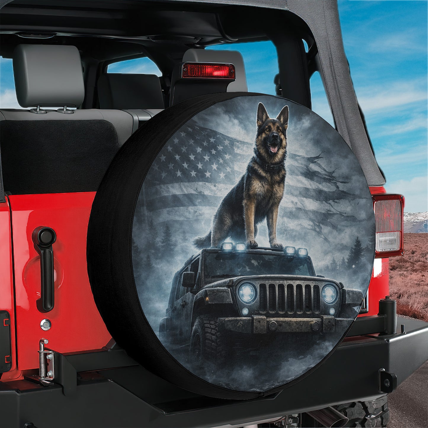German Shepherd Dog Lover Leather Spare Tire Cover