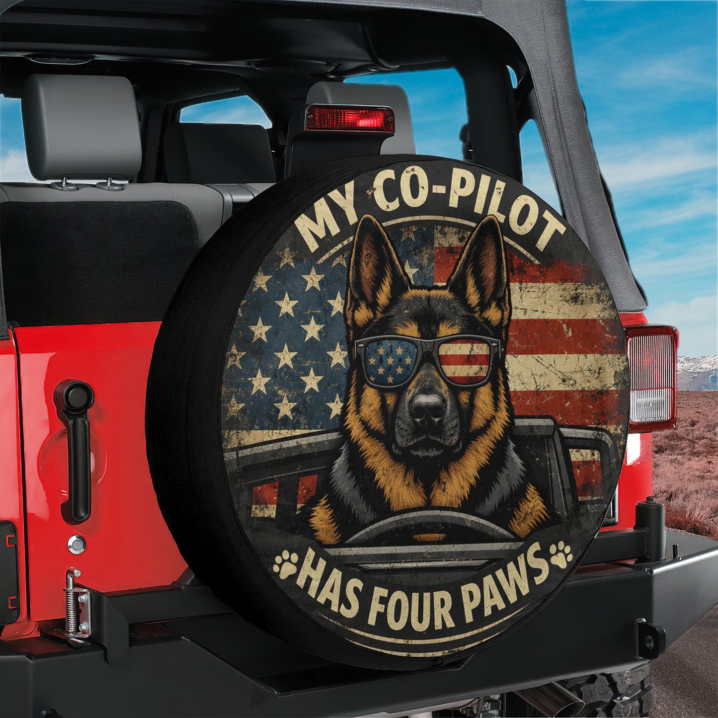 German Shepherd Inspired Leather Spare Tire Cover