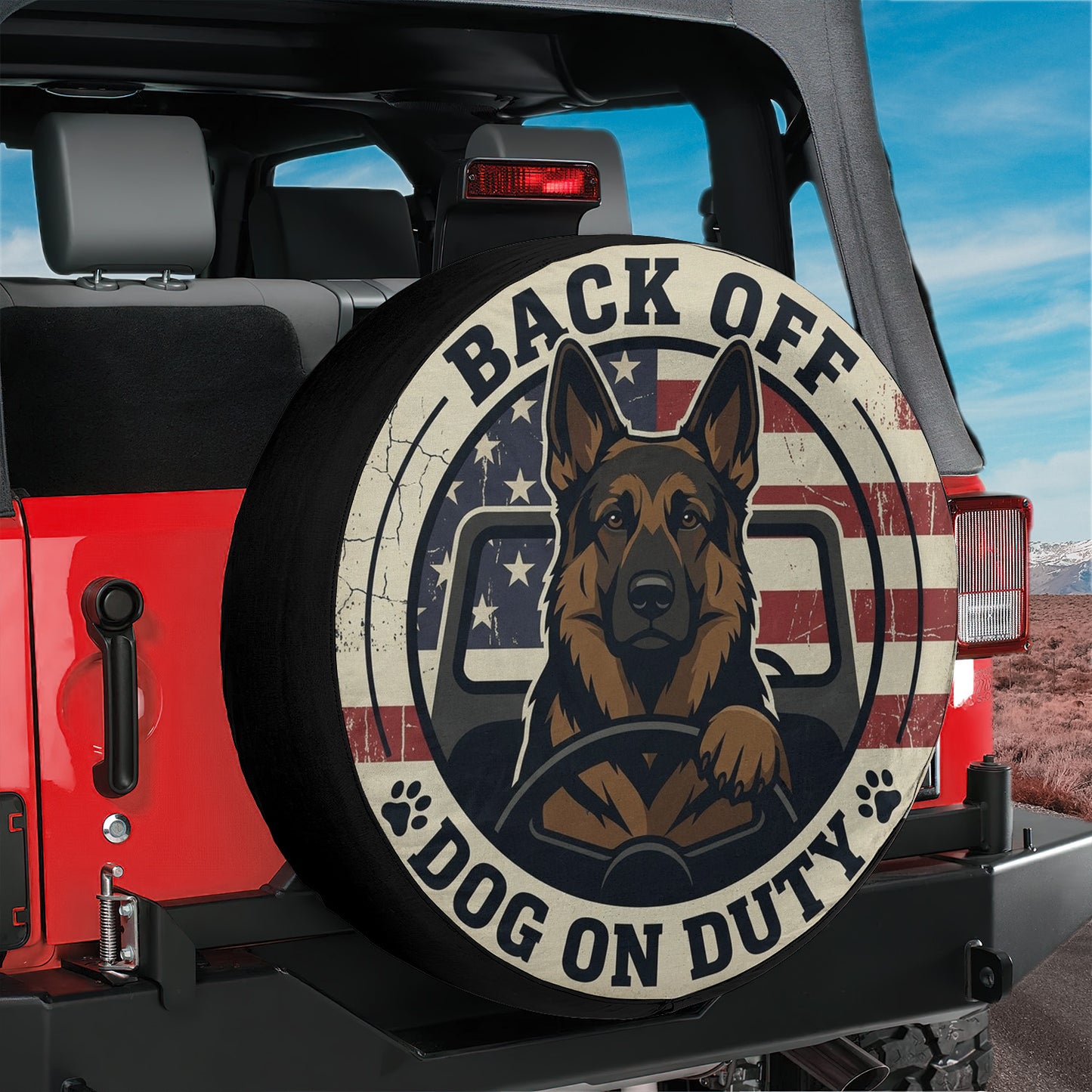 German Shepherd Leather Spare Tire Wheel Cover