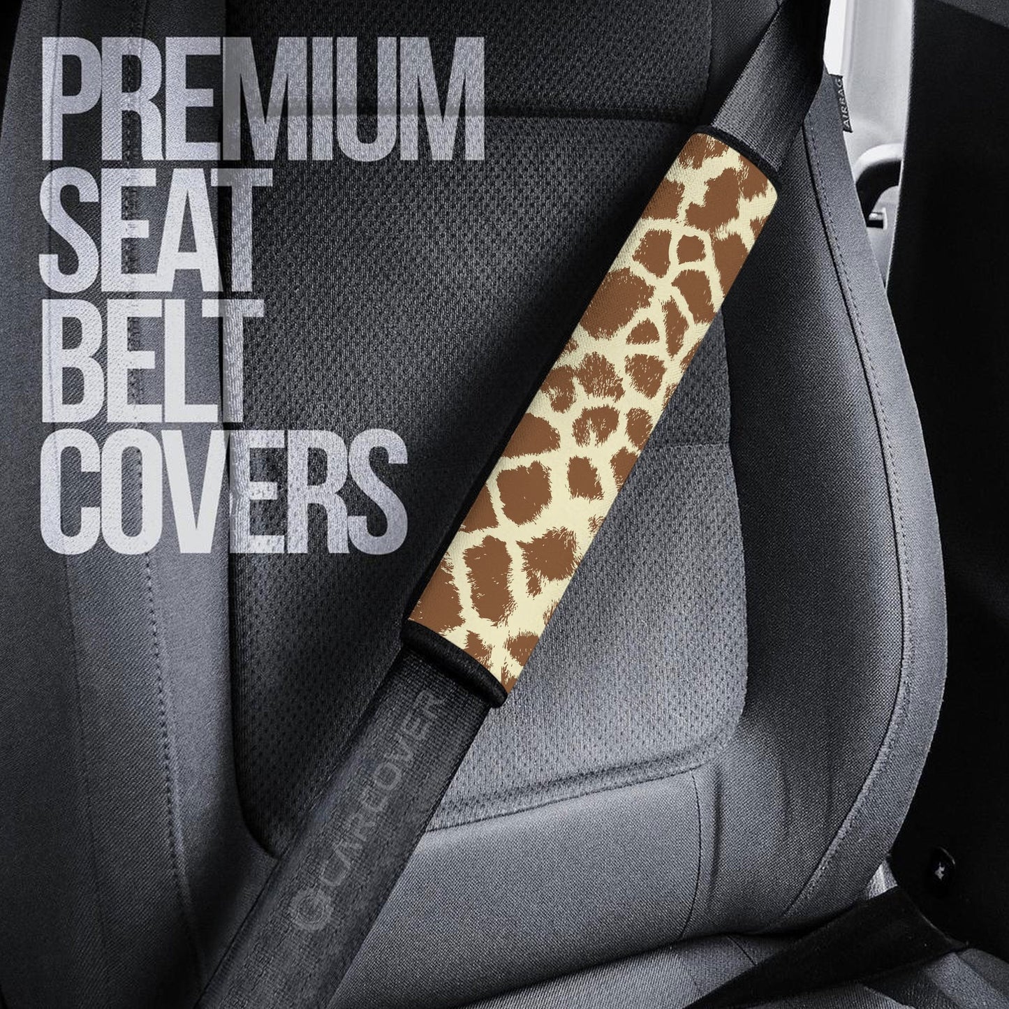 Giraffe Seat Belt Covers Custom Animal Skin Printed Car Interior Accessories