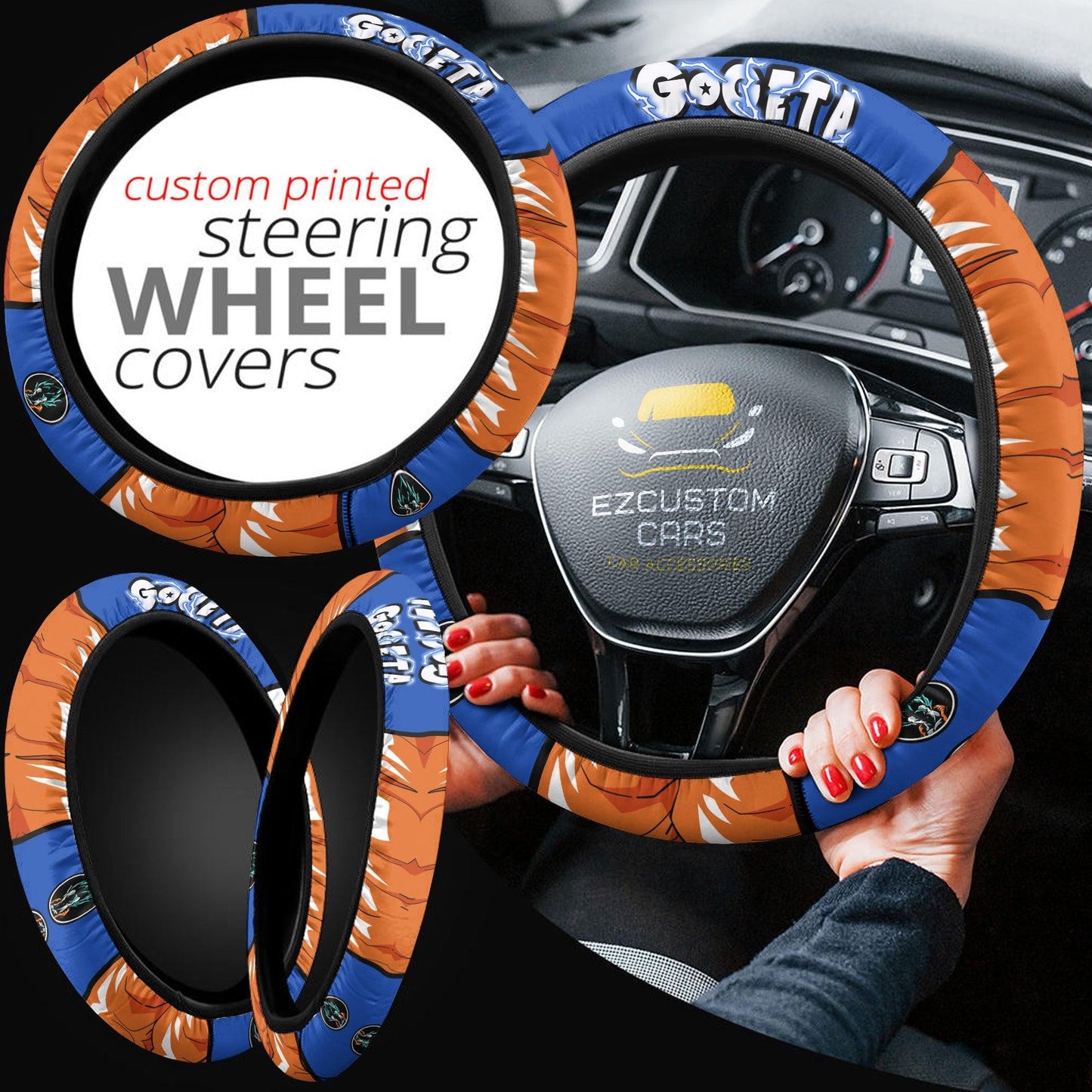 Gogeta Anime Steering Wheel Cover Custom Dragon Ball Anime Car Accessories